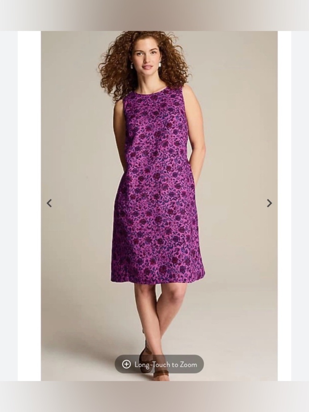 J.Jill Love Linen Sleeveless Mini Purple Floral Dress Casual with Pockets Small